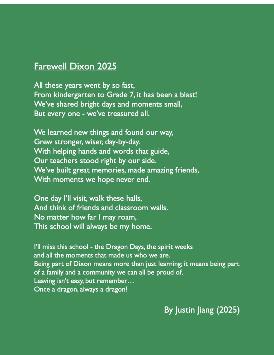 Farewell Dixon Poem Justin Jiang